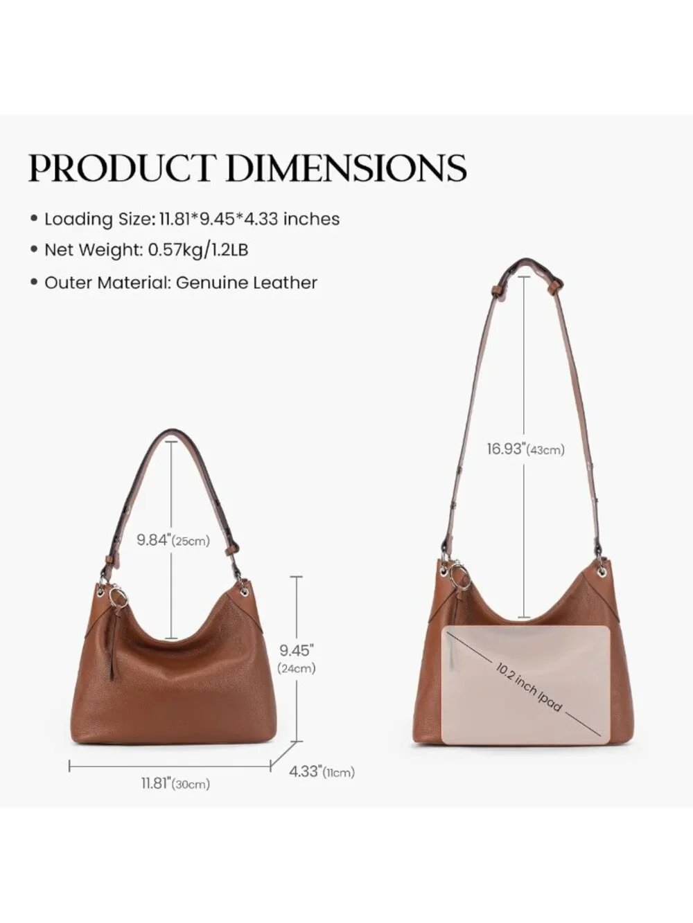 Trendy Genuine Leather Hobo Bag for Women | Soft Crossbody Shoulder Purse with